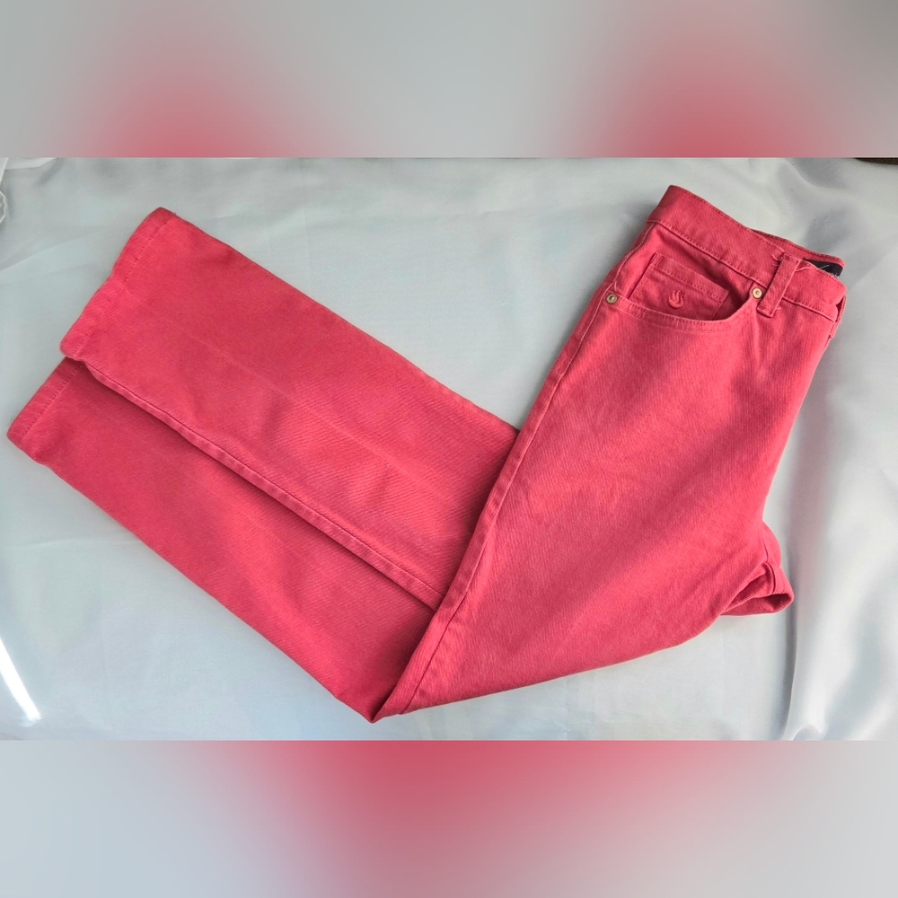Gloria Vanderbilt Amanda Jeans Sz 4 Petite Straight Leg Coral Mid Rise Euc